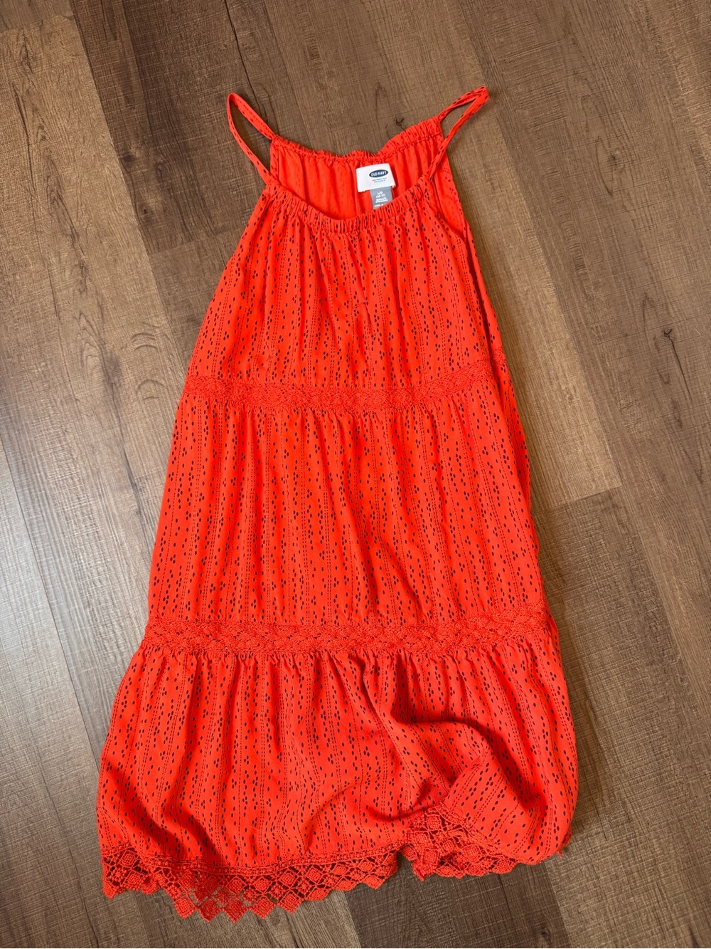Old Navy Coral-Red Eyelet Tiered Sundress